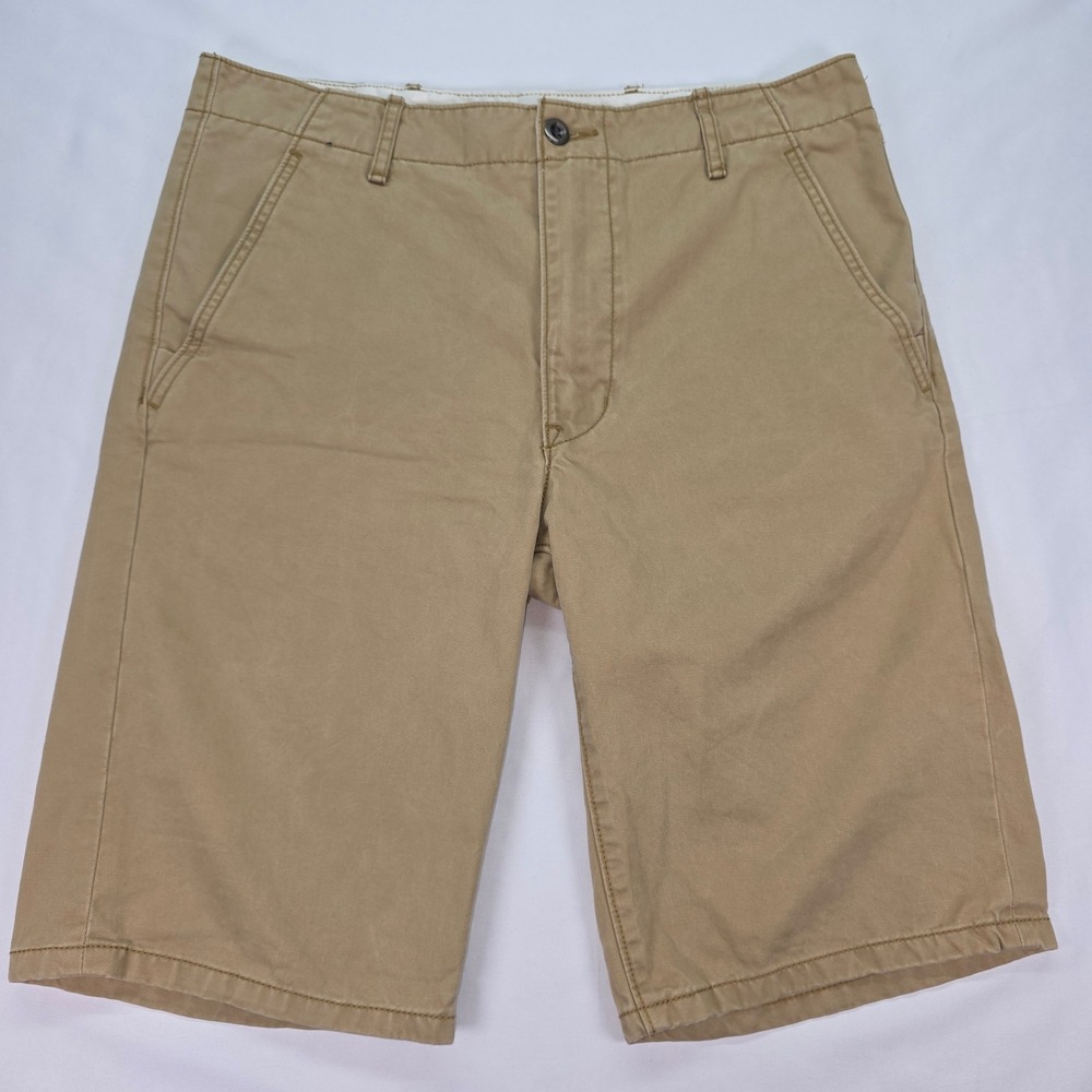 Levi Strauss & Co Mens Tan Khaki Chino Shorts Cotton Twill Flat Front Size 33